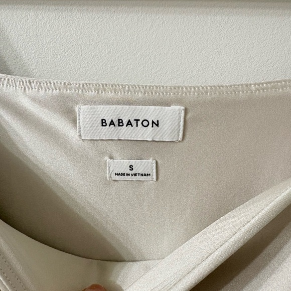 BNWT BABATON Satinette Squareneck Matte Pearl Longsleeve Bodysuit Sz S Cool Girl - Picture 3 of 7